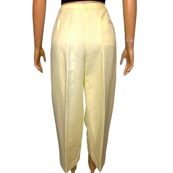 90s Emma James By 
Liz Claiborne Linen Pants High Rise Chartreuse Green Size 16P - Picture 3 of 16